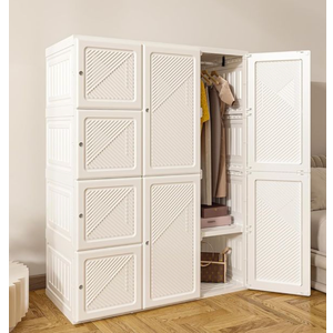 ANTBOX Portable Wardrobe Closet Storage Organizer for Clothes,Transparent Door Panels,Suitable for Living Room, Bedroom,Plastic Wardrobe with Magnetic Door and Easy Assembly 12 Cubes