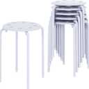 VECELO 6-Piece Stacking Stools, 17.7 Inch Standard Height, Portable Stackable Colorful Decoration Stools for School Classroom and Office Use, White
