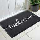 Door mat, Outdoor Indoor Welcome mat, Durable Non-Slip Easy to Clean Front Doormat, Entrance Rectangular Doormat, for high Traffic Areas (30" x 17.5", Black)