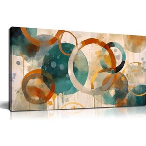 CANEITO Abstract Wall Art for Living Room, Circle Canvas Wall-Decor for Bedroom, Geometric Print Artwork, Size 40 x 20 Inches