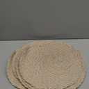 SHACOS Round Braided Placemats 15 inch Set of 6 Thick Boho Kitchen Table Placemats for Home Wedding Party (T-Beige, 6)