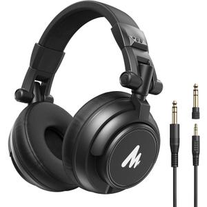 MAONO MH601 Professional Studio Monitor Headphones, Wired Closed Back Over Ear DJ Headset with 50mm Drivers and 1/4 inch to 3.5mm Jack for Guitar Amp Recording Mixing Piano Music Production Podcast