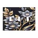 Decorative Art Light Switch Covers Gold Silver Blooms 3 Gang Triple Toggle Wall Plate Decorative Switch plate Electrical Faceplate for Home Decor