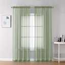 OVZME Bedroom Curtains 2 Panel Sets 84" Inch Length - Transparent Light Weight Soft Window Treatment Panels for Study Room/Living Room/Guest Room, Sage Green, Per Panel W42 X L84 inches