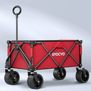 Collapsible Wagon with Big Wheels, Beach Wagons Carts Foldable with All-Terrain Wheels, Large Weight Capacity Heavy Duty Carts with Cup Holders for Camping, Garden, Sports