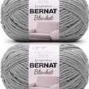 Bernat Blanket Super Bulky Acrylic Yarn - 2 Pack of 300g/10.5oz #6 Chunky Chenille Heavy Weight Yarn for Knitting and Crocheting, Amigurumi, Thick Blankets (Vapor Gray, 220 Yards 2-Pack)