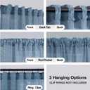 KOUFALL Vintage Blue Curtans for Kitchen Window 45 Inch Length 2 Panels Set Country Chic Sheer Small Curtain for Windows Bathroom,Grey Blue