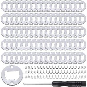 moonoom 80Set DIY Bottle Opener Insert Kits, 80 Rustproof Metal Bottle Opener Inserts + 160 Screws + Screwdriver, Silver 80