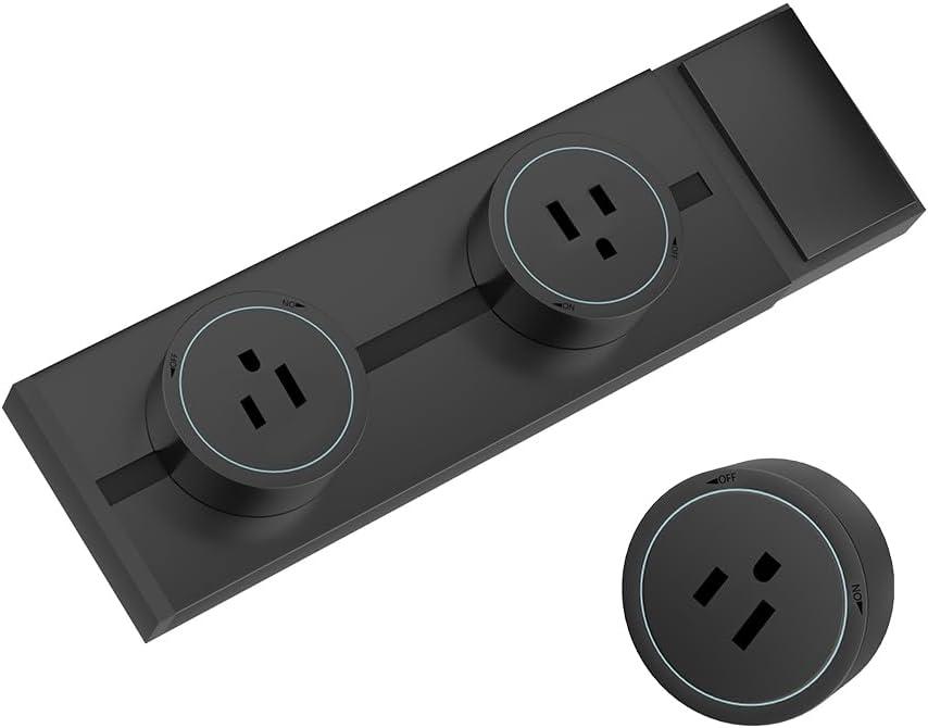 Surge Protector Power Strip, 8000W High Power Wall Track Outlet, Mobile Rail Socket with 2 AC Outlet adapters, for Modern Home Kitchen, Living Room (Black, 30cm/11.8in)