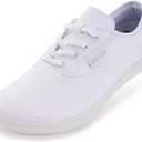 WHITIN Women's Wide Canvas Minimalist Barefoot Shoes | Zero Drop Sole | Casual Sneaker (10.5 Wide, W87 | All White)