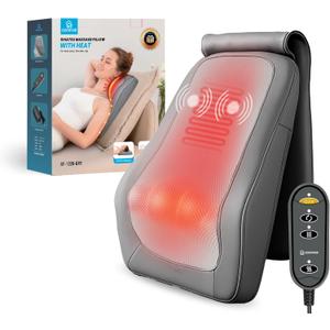 COMFIER Shiatsu Neck Massager with Heat, 3D Deep Kneading Back Massager with Vibration & Heat, Ideal Gift for Women Men Home Office Use-Gray