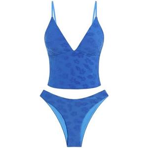 ZAFUL Women's Spaghetti Strap Tankini Swimsuits V Neck Tummy Control Tie Side Thong Bikini Swimsuits 2 Piece Bathing Suits Size L