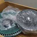 VIVOHOME Polyresin Antique Outdoor Green Garden Bird Bath and Solar Powered Round Pond Fountain Combo Set