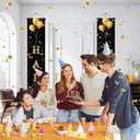 Birthday Door Banner 12x71 Inch Gold Black Happy Birthday Vertical Letters Party Door Decoration Black and Gold Birthday Welcome Porch Sign Wall Hanging Celebration Backdrop (Colorful#4)