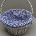 Oypeip Easter Basket Gift Basket Oval Willow Round Wicker Storage Basket With One Drop Down Handle Easter Baskets for Kids Fabric Cotton Linen For Office, Bedroom, Closet, Toys