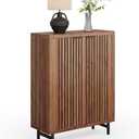 LITTLE TREE 6-Tier Shoe Cabinet with Doors for Up to 24 Pairs, Large Wooden Shoes Cabinet with Adjustable Shelves, Retro Freestanding Shoe Organizer for Entryway, Hallway, Brown