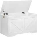 HOOBRO Storage Bench, 29.5 Retro Wooden Storage Chest with U-Shaped Cut-Out Pull, Safety Hinge, Supports 220 lb and Easy Assembly for Toy Box Organizer (White) WT77CW01