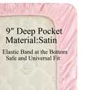 Knlpruhk Silk Fitted Crib Sheet 28" x 52" Surface (100% Pure Mulberry Silk) 9" Deep Pocket (Satin) for Baby Hair 19 Momme 6A High Grade Fibers Ultra Soft Smooth Breathable Pink
