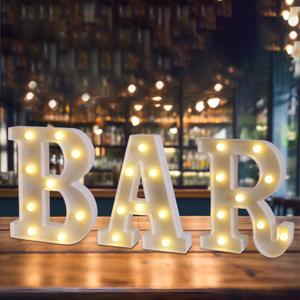 Led Light Up Letters, LED BAR Signs, Battery Powered Bar Lights, Lettered Lights for Home, Bar Decor (White)