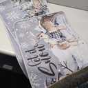 3 Pcs Winter Snowman Kitchen Rug and Mat Set Anti Fatigue Winter Kitchen Floor Mat Non Slip Let It Snow Deer Tree Farmhouse Christmas Rugs for Holiday Home Office Bathroom Rustic Decor (Grey)