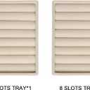 Frebeauty Small Jewelry Tray Set,Velvet Ring Organizer,Stackable Jewelry Organizer Tray,Mini Jewelry Drawer Organizer,4.92 x 3.74 x 0.9 Inches,7 Slots Ring Tray for Women(Set 2,Beige)