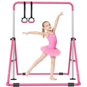 SHIWEI Gymnastics Bar for Kids, Foldable Gymnastic Bar with 5 Adjustable Height, Expandable Training Equipment for Indoor/Outdoor