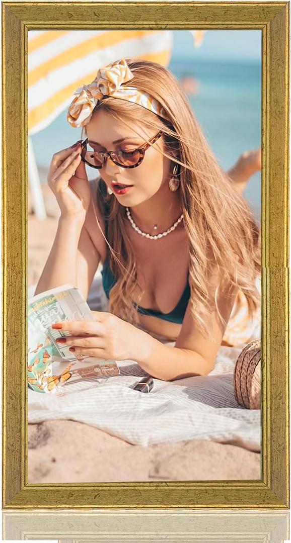 Wood 20x40 Frame Gold, Ornate Natural 40x20in Poster Picture Frame, Modern Golden 20 x 40inch Gallery Wall Photo Frame with HD Plexiglass, Horizontal Vertical Wall Mounting Display 1pcs