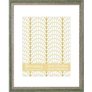VIOLABBEY 11x14 Picture Frame Green Gold, Display 8x10 Photo with Mat or 11x14 without Mat, Ornate Vintage 11 x 14 Frame for Wall Decor or Tabletop Display, Green Gold