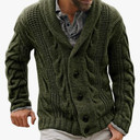 Mens Cable Knit Cardigan Sweater Shawl Collar Loose Fit Chunky Long Sleeve Casual Cardigans Winter Sweater Jacket Dark green L