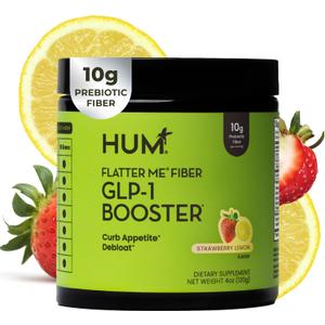 HUM Flatter Me Fiber Strawberry Lemon Fiber Powder Drink Mix, 10 Servings, exp date 07/2028