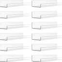 upsimples 12 Pack Acrylic Shelves for Wall Storage, 15" Floating Bookshelves for Kids, Display Shelf Organizer for Bathroom, Bedroom, Living Room Decor, Kitchen, Clear