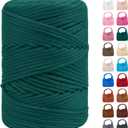 Polyester Macrame Cord 3mm x 185yards, Braided Macrame Cord Polypropylene Silk Cord, Crochet Bag Polyester Yarn for Crocheting, Bag, Wall Hangings, Rug, DIY Crafts (Light Dark Green)