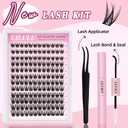 UILULU Lash Clusters Kit 144 Individual Clusters False Eyelashes, DIY Cluster Eye Lash Extensions Set with Bond & Seal, Remover, Tweezers, Fake Eyelash D Curl-0.07-10-16MM(U25 Lash Kit)