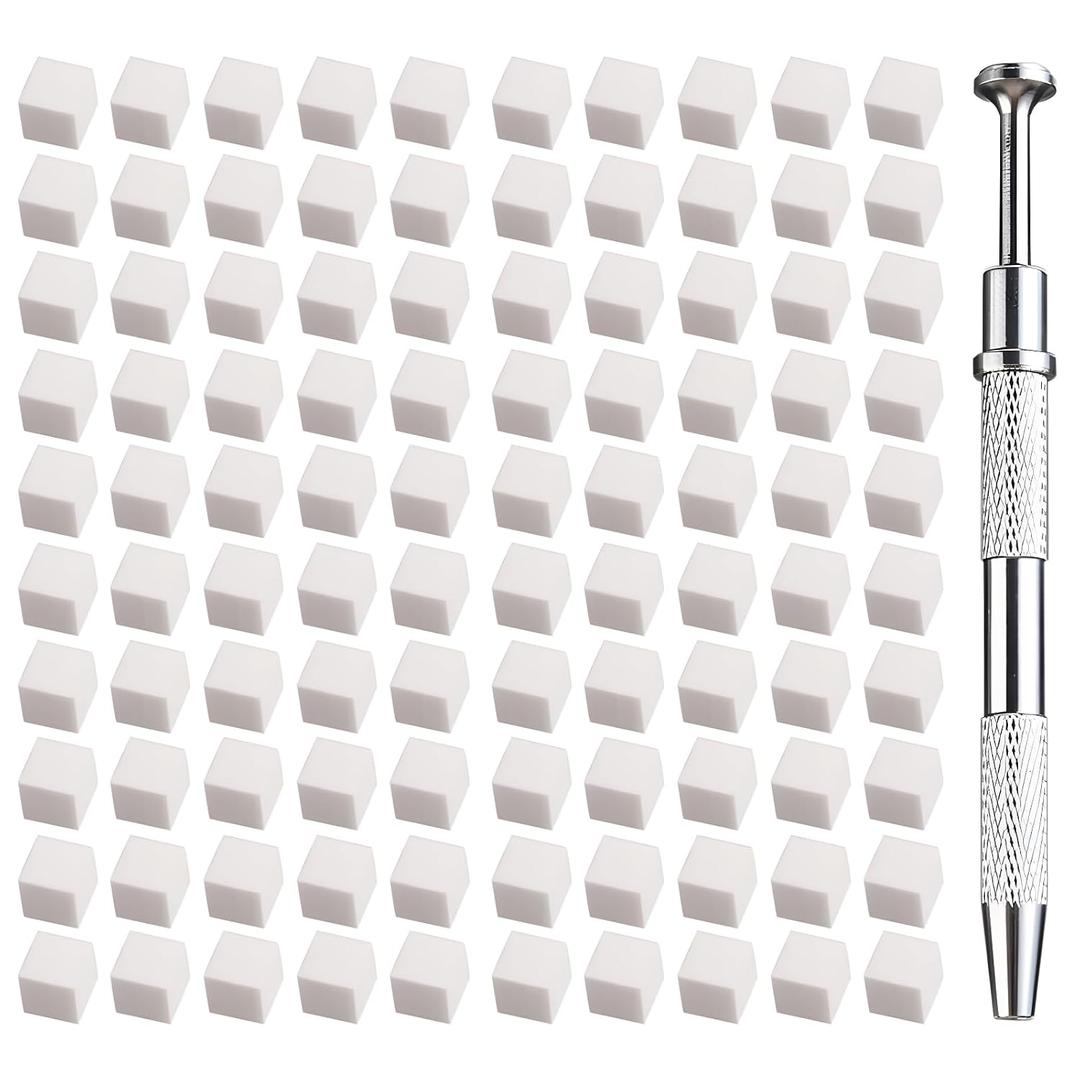 2 x 100 Pcs White Soft Nail Sponges for Ombre, 4 Claws Nail Sponge Metal Grabber,Ombre Nail Brush Nail Supplies Manicure Nail Art Tools Nail Accessories