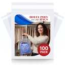 100 Industrial Strong Clear Poly Bag - 14 x 20 - Clear Poly Bags For Clothing - Clear Bags For Packaging - Super Strong Seal with Suffocation Warning