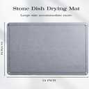 Stone Dish Drying Mat 24"16" Large Diatomaceous Earth Dishes Quick Dry Pad for Kitchen Counter with Heighten Stainless Steel Feet, Fits Various Countertops & Drain Bowl Racks, Dark Gray