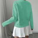 RoseSeek Women's 3D Floral Appliques Crewneck Sweaters Long Sleeve Drop Shoulder Pullovers Elegant Knit Tops (Green) XXS