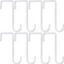 Gutapo 8 Pack White Vinyl Fence Hooks, 3 x 8 inch Pergola Patio Hooks Hangers for Hanging Plants, Planters, Bird Feeders, Lights, Lanterns, Tools
