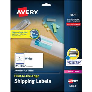 Avery Printable Shipping Labels with Sure Feed, 2" x 3.75", White, 200 Blank Mailing Labels (6873) Avery Printable Shipping Labels with Sure Feed, 2" x 3.75", White, 200 Blank Mailing Labels (6873)