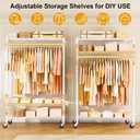 ULIFHOME P7 Rolling Clothes Rack, Clothing Racks for Hanging Clothes, Heavy Duty Garment Rack with Wheels, 3 Tiers Freestanding Portable Closet Rack 45''W 20.5''D 80.5''H, Max Load 480 lbs, White