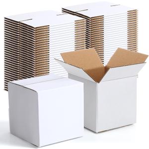 Yeaqee 72 Pcs Shipping Boxes Corrugated Cardboard Small Shipping Boxes for Packaging Mailing Packing Moving Small Business Storage Crafts Gifts (4x4x4 Inch, White)