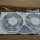Amazon Basics Twin Window Fan with Reversible Airflow, 3 Speeds, Exhaust, Expandable Side Panel, Digital Control, 9 inch, 78W, White