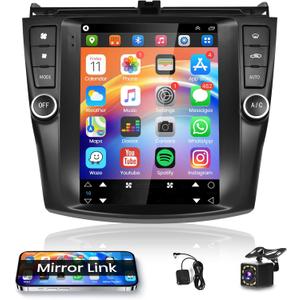 Podofo 9.7inch Vertical for Honda Accord 2003 2004 2005 2006 2007 Android 13 Car Stereo Radio,1080P HD IPS Touchscreen Bluetooth Radio EQ GPS FM RDS Radio Mirror Link WiFi DVR AHD Backup Camera