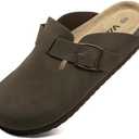 Vayfio Suede Clogs Potato Shoes Cork Footbed Sandals Comfort Mules with Arch Support Slip On Slippers 7