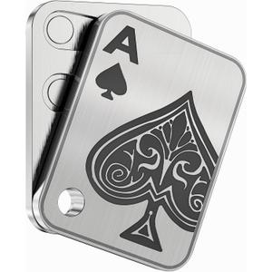 Metal Fidget Toys Adults EDC Fidget Slider Poker Push Card Magnetic Toys for Adults for Anxiety and Stress Relieve Autism ADHD Cool Gadgets for Desk-Poker A Silver