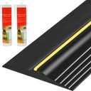 20Ft Universal Garage Door Bottom Threshold Seal Strip with 20oz Glue Gel, Weatherproof Rubber DIY Weather Stripping Replacement - Black
