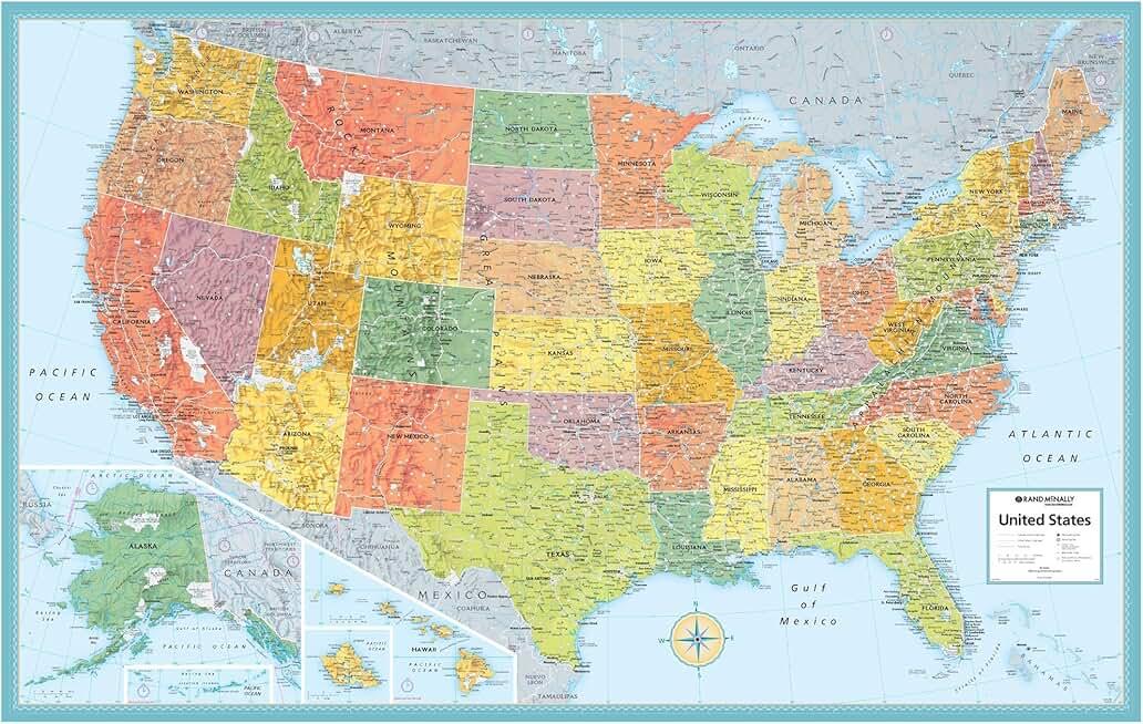 Rand McNally M-Series Full-Color Laminated United States Wall Map, 50 x 32 Inches (RM528960911)