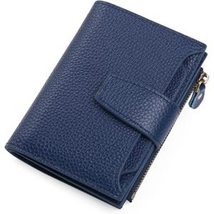 Falan Mule Women's Royal Blue Leather Wallet with RFID Blocking, Card Holders, and Coin Pouch