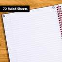 Black n' Red Notebook, Business Journal, 11" x 8", 70 Sheets, Ruled, Optik Paper, Scribzee App, Flexible Poly Cover, Wirebound, Black (K67030)
