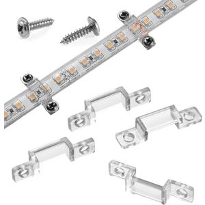 MMSD 100 Pack LED Strip Light mounting Brackets Strip Light clamp with 202 Screws Suit for 10mm Wide IP67/68 Waterproof Strip Lights